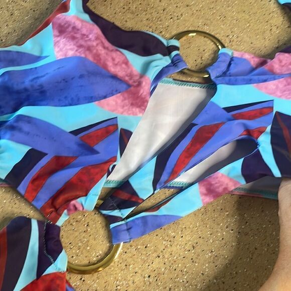 Tropical print sexy cheeky one piece monokini swimsuit sz L - Picture 4 of 10